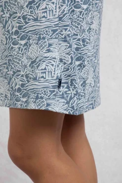 Weird Fish Dresses|Adenea Organic Cotton Jersey Shift Dress Blue Mirage
