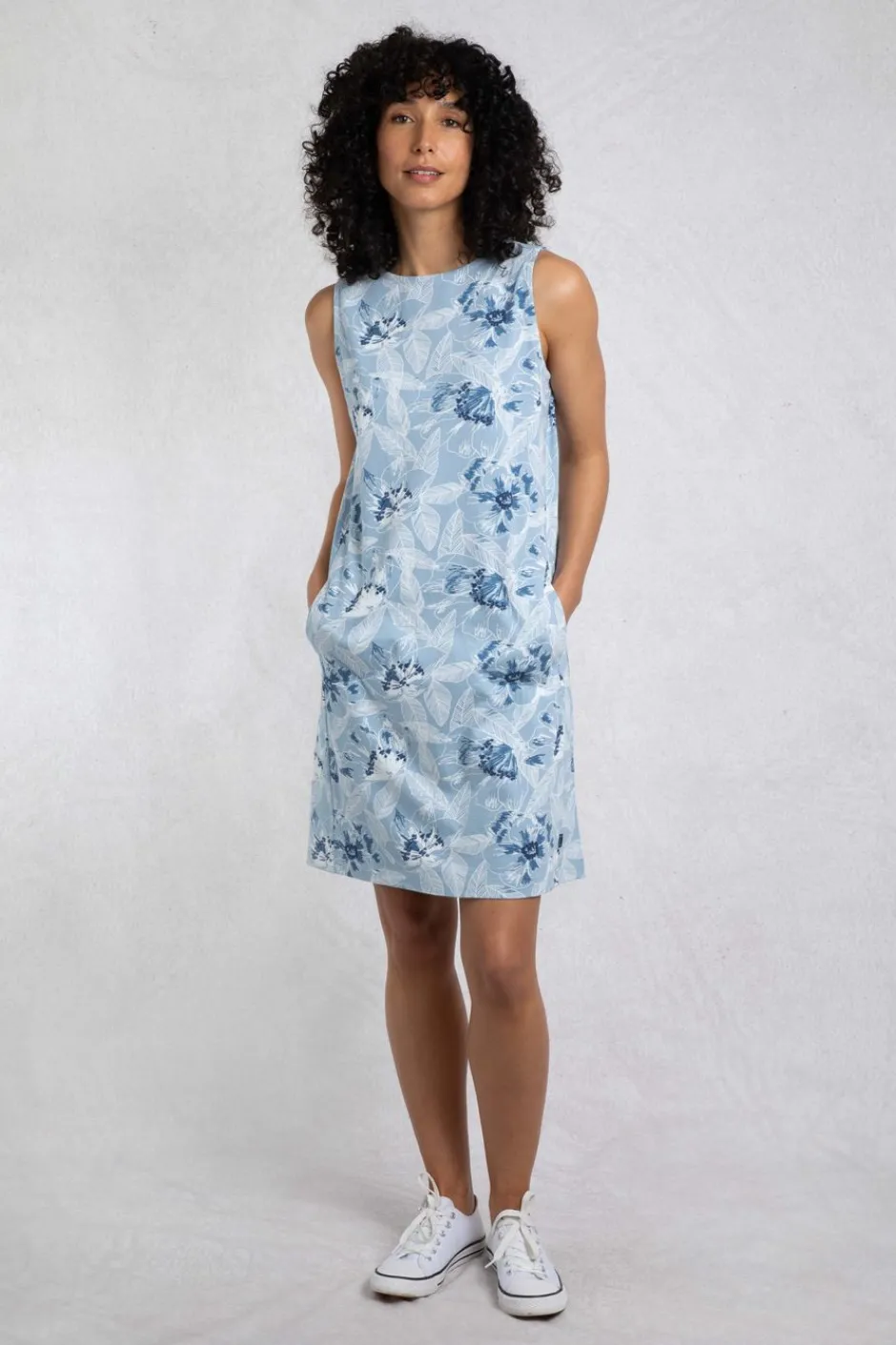 Weird Fish Dresses|Adenea Organic Cotton Jersey Shift Dress Pale Denim