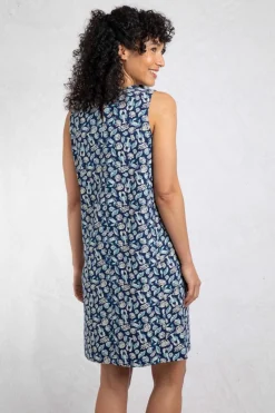 Weird Fish Dresses|Adenea Organic Cotton Jersey Shift Dress Ocean Blue