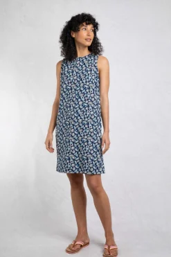 Weird Fish Dresses|Adenea Organic Cotton Jersey Shift Dress Ocean Blue