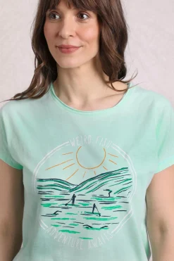 Weird Fish Tunics|Tops & T-Shirts|Adventure Awaits Organic Cotton Front Print T-Shirt Seafoam