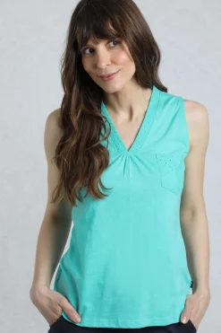 Weird Fish Tunics|Tops & T-Shirts|Ainey Broidery Pocket Vest Aqua Marine