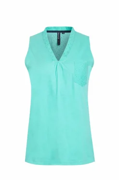 Weird Fish Tunics|Tops & T-Shirts|Ainey Broidery Pocket Vest Aqua Marine