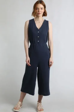 Weird Fish Dresses|Leggings|Alani Organic Cotton Double Cloth Jumpsuit Navy