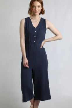 Weird Fish Dresses|Leggings|Alani Organic Cotton Double Cloth Jumpsuit Navy
