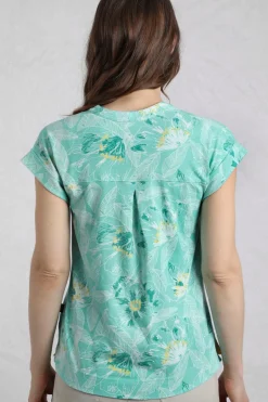 Weird Fish Tunics|Tops & T-Shirts|Alia Organic Cotton Printed Jersey Top Aqua