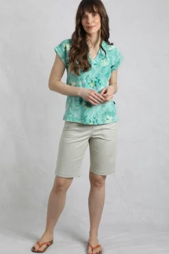 Weird Fish Tunics|Tops & T-Shirts|Alia Organic Cotton Printed Jersey Top Aqua