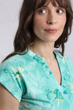 Weird Fish Tunics|Tops & T-Shirts|Alia Organic Cotton Printed Jersey Top Aqua