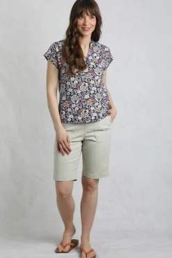 Weird Fish Tunics|Tops & T-Shirts|Alia Organic Cotton Printed Jersey Top Navy