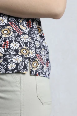 Weird Fish Tunics|Tops & T-Shirts|Alia Organic Cotton Printed Jersey Top Navy