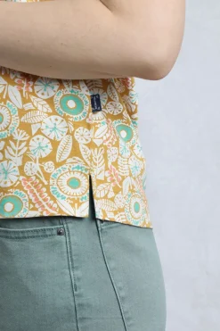 Weird Fish Tunics|Tops & T-Shirts|Alia Organic Cotton Printed Jersey Top Deep Amber