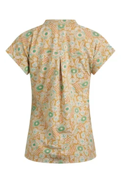 Weird Fish Tunics|Tops & T-Shirts|Alia Organic Cotton Printed Jersey Top Deep Amber