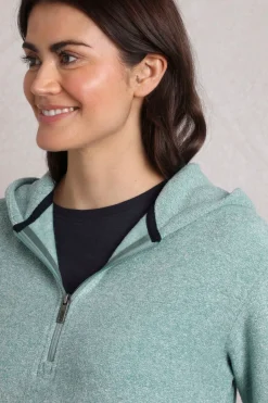Weird Fish Fleece|Sweatshirts & Hoodies|Alisa Eco 1/4 Zip Snow Marl Fleece Hoodie Mineral Blue