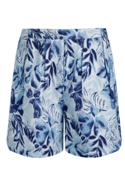 Weird Fish Shorts|Linen|Aloha Linen Rich Printed Shorts Estate blue
