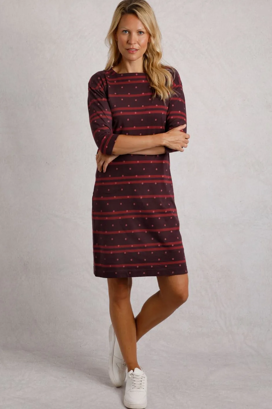 Weird Fish Dresses|Amria Organic Cotton Square Neck Jersey Dress Mulled Wine
