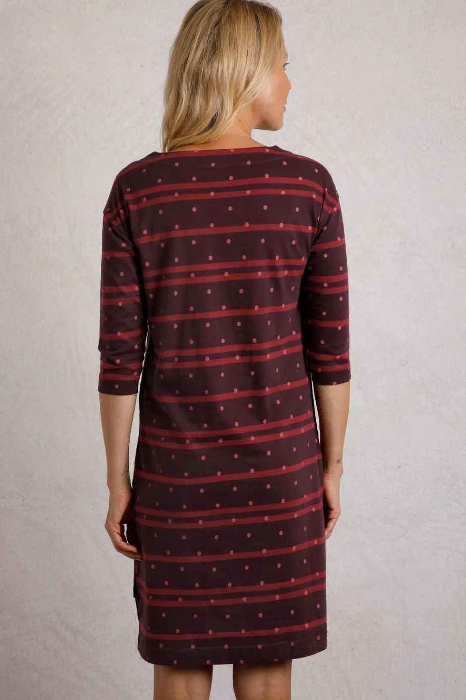 Weird Fish Dresses|Amria Organic Cotton Square Neck Jersey Dress Mulled Wine