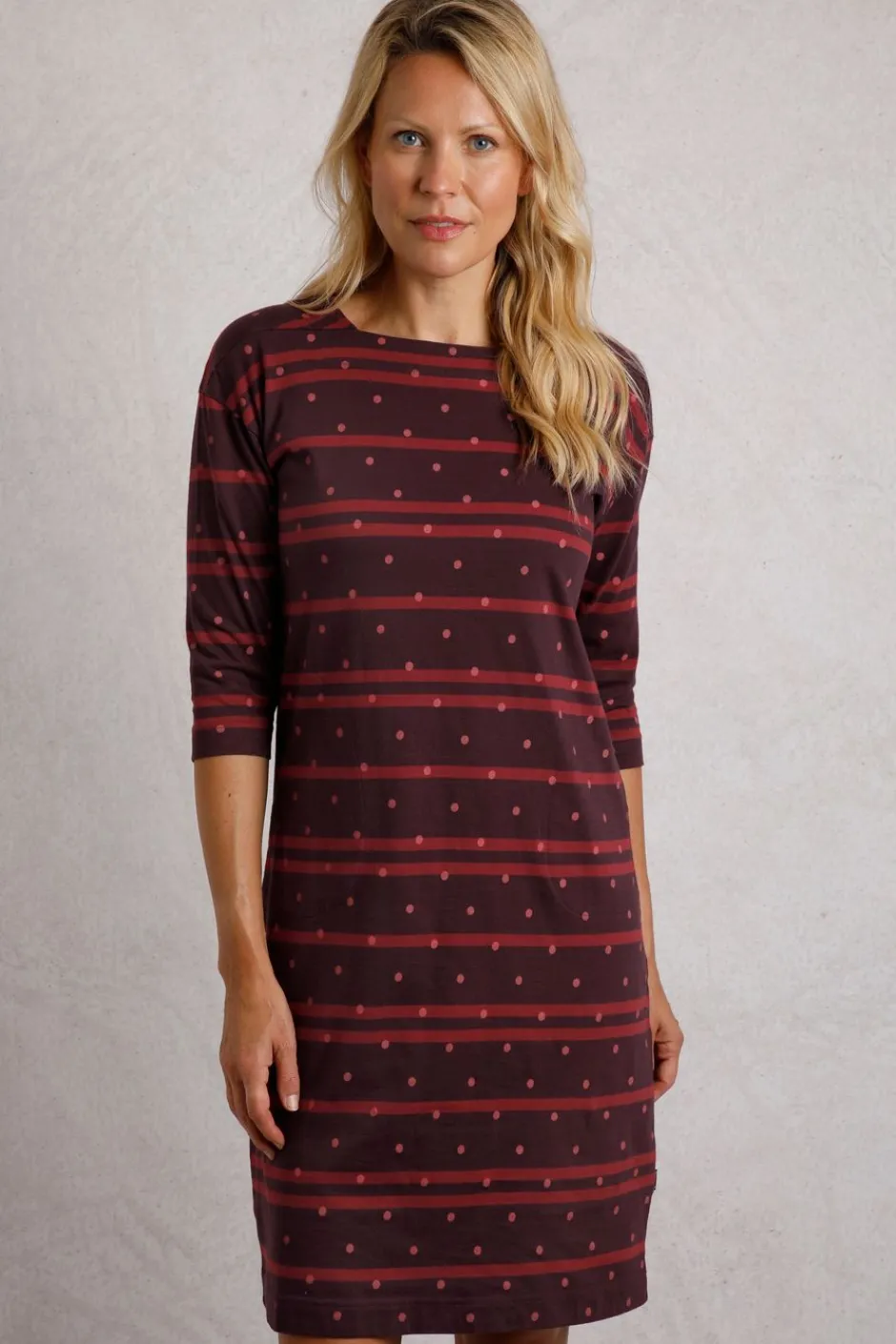 Weird Fish Dresses|Amria Organic Cotton Square Neck Jersey Dress Mulled Wine