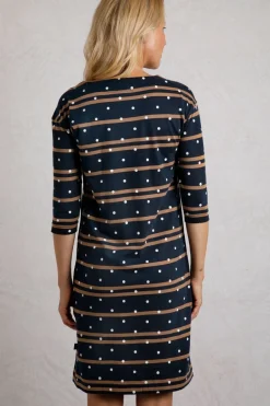 Weird Fish Dresses|Amria Organic Cotton Square Neck Jersey Dress Navy