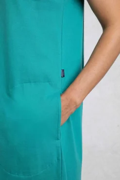 Weird Fish Dresses|Anaya Organic Cotton Embroidered Jersey Shift Dress Viridis