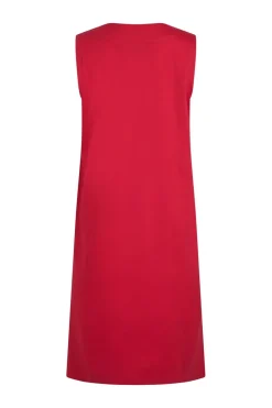 Weird Fish Dresses|Anaya Organic Cotton Embroidered Jersey Shift Dress Crimson