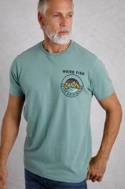 Weird Fish T-Shirts|Andes Back Print Graphic T-Shirt Mineral Blue