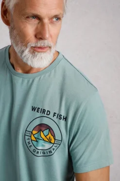 Weird Fish T-Shirts|Andes Back Print Graphic T-Shirt Mineral Blue