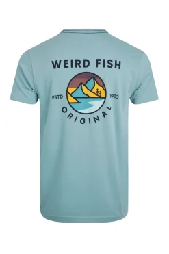 Weird Fish T-Shirts|Andes Back Print Graphic T-Shirt Mineral Blue