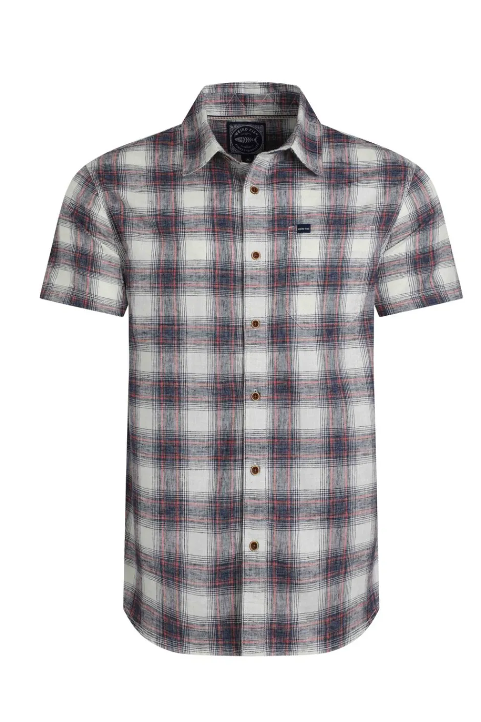 Weird Fish Shirts|Angeles Vintage Wash Short Sleeve Check Shirt Dusty White