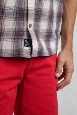 Weird Fish Shirts|Angeles Vintage Wash Short Sleeve Check Shirt Dusty White