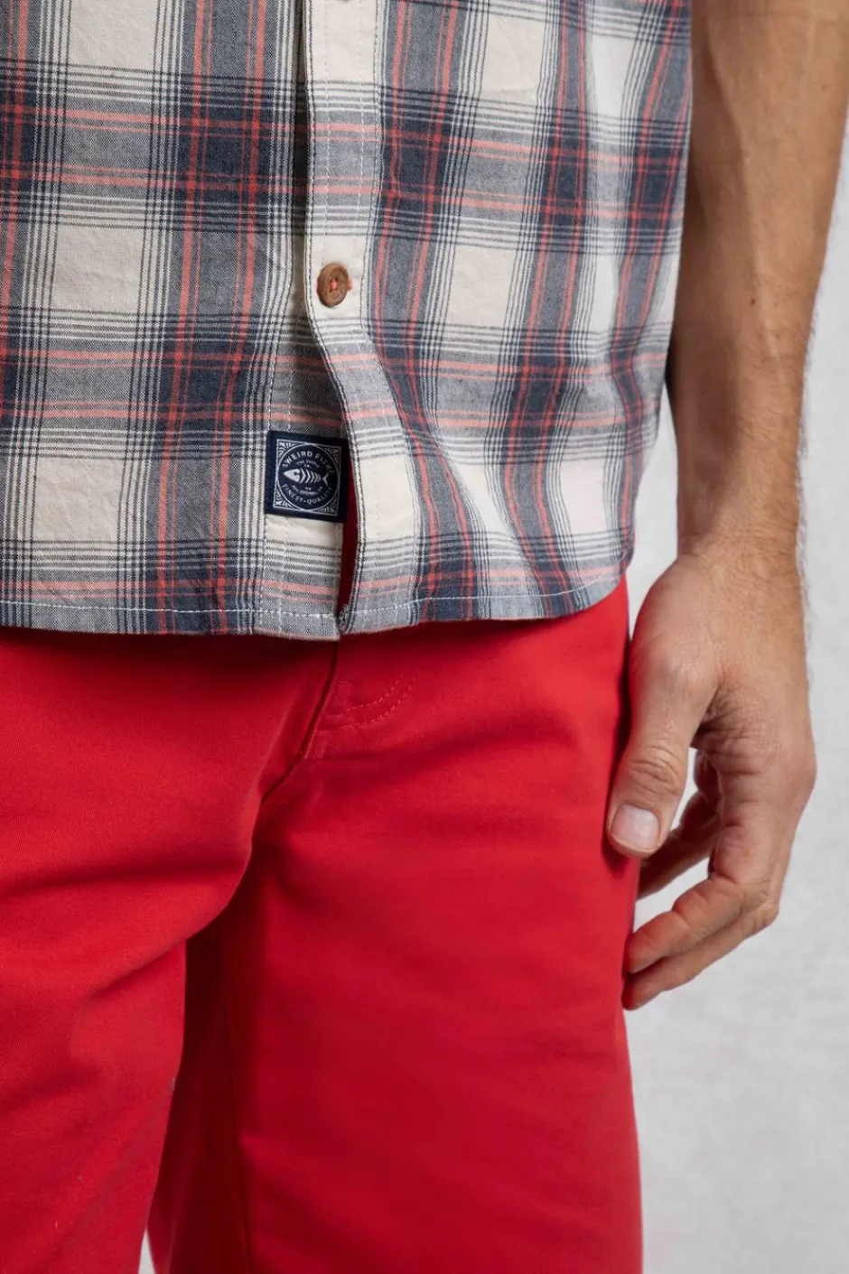 Weird Fish Shirts|Angeles Vintage Wash Short Sleeve Check Shirt Dusty White