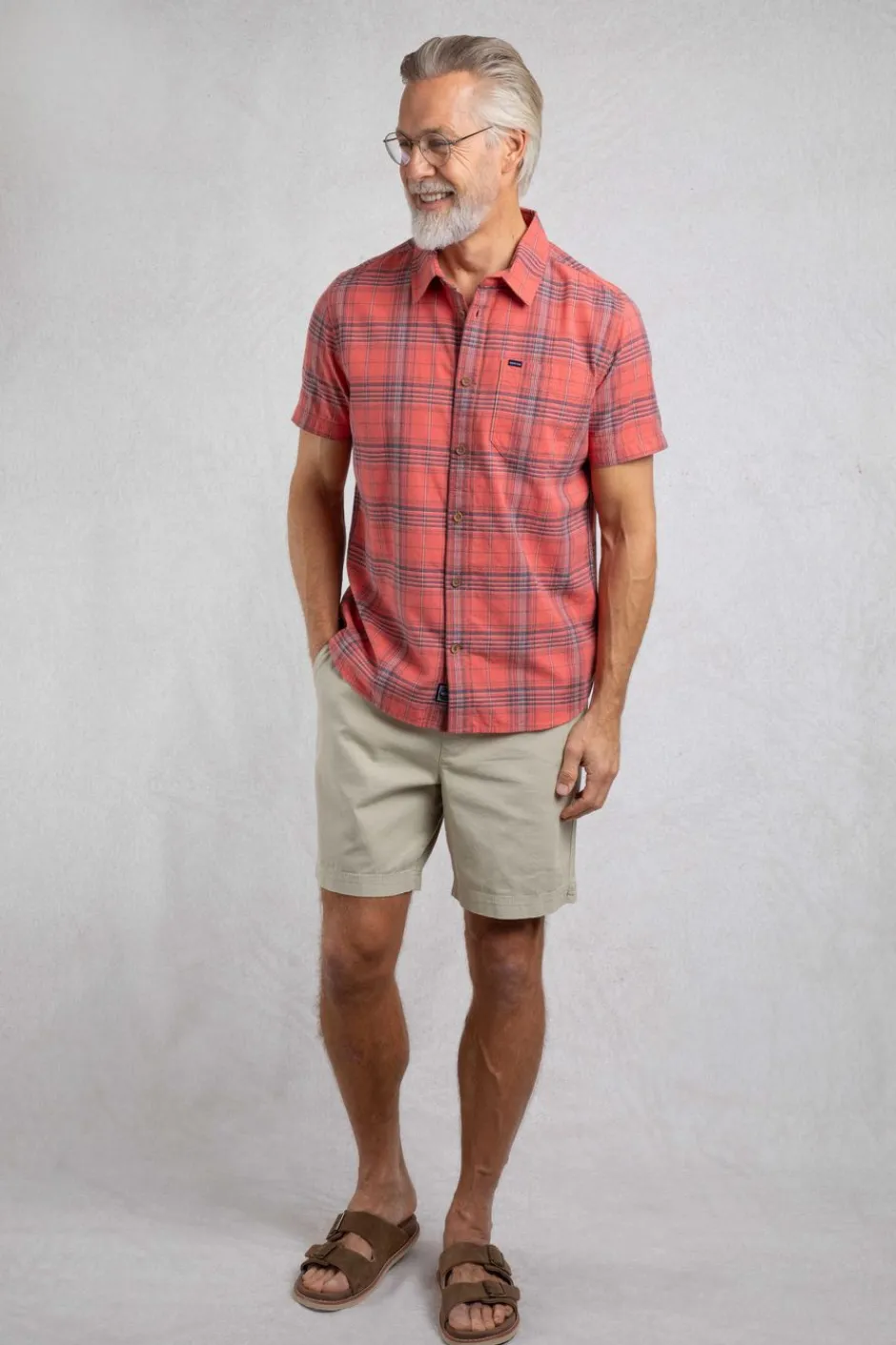 Weird Fish Shirts|Angeles Vintage Wash Short Sleeve Check Shirt Retro Red