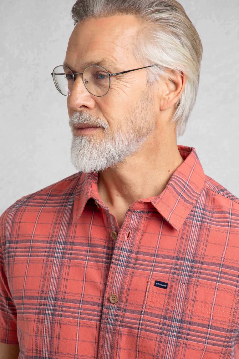 Weird Fish Shirts|Angeles Vintage Wash Short Sleeve Check Shirt Retro Red