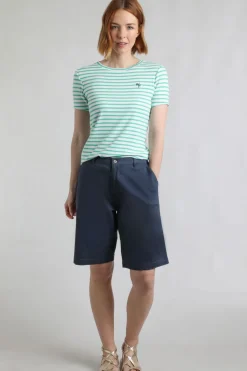 Weird Fish Shorts|Annalise Knee Length Chino Shorts Navy