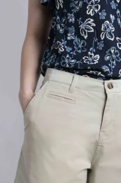 Weird Fish Shorts|Annalise Knee Length Chino Shorts Oyster