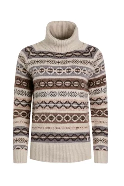 Weird Fish Jumpers & Cardigans|Knitwear|Annecy Eco Fair Isle Roll Neck Jumper Ecru