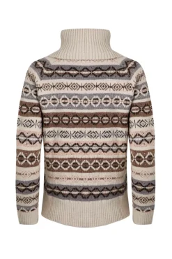 Weird Fish Jumpers & Cardigans|Knitwear|Annecy Eco Fair Isle Roll Neck Jumper Ecru
