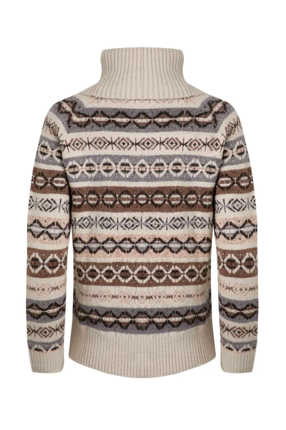 Weird Fish Jumpers & Cardigans|Knitwear|Annecy Eco Fair Isle Roll Neck Jumper Ecru