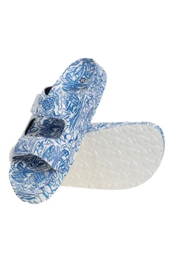 Weird Fish Flipflops And Footwear|Flipflops And Footwear|Appledore Printed Pool Sliders Azure