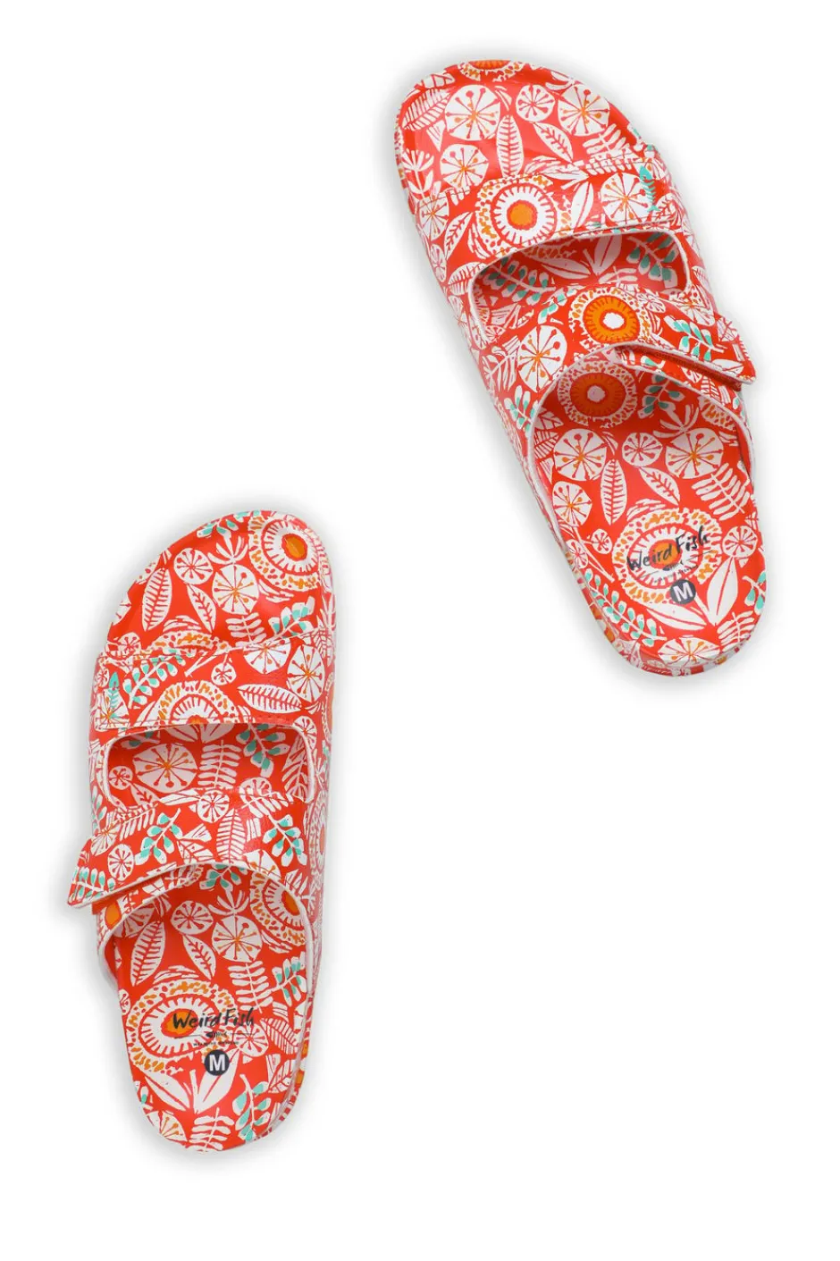 Weird Fish Flipflops And Footwear|Flipflops And Footwear|Appledore Printed Pool Sliders Tango Red