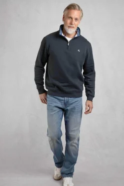Weird Fish Sweatshirts & Hoodies|Archer Eco WF Branded 1/4 Zip Sweatshirt Navy