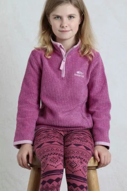 Weird Fish Kids Fleece & Hoodies|Archie Unisex Kids Eco 1/4 Zip Grid Fleece Raspberry