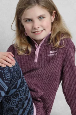 Weird Fish Kids Fleece & Hoodies|Archie Unisex Kids Eco 1/4 Zip Grid Fleece Dark Violet