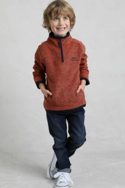 Weird Fish Kids Fleece & Hoodies|Archie Unisex Kids Eco 1/4 Zip Grid Fleece Chilli Red