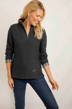 Weird Fish Sweatshirts & Hoodies|Aria 1/4 Zip Eco Macaroni Sweatshirt Navy