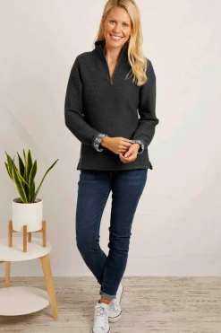 Weird Fish Sweatshirts & Hoodies|Aria 1/4 Zip Eco Macaroni Sweatshirt Navy