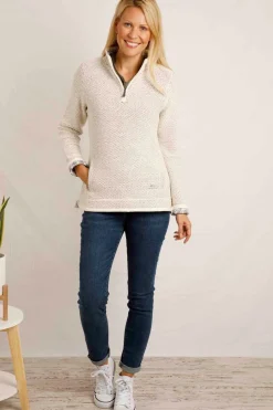 Weird Fish Sweatshirts & Hoodies|Aria 1/4 Zip Eco Macaroni Sweatshirt Ecru