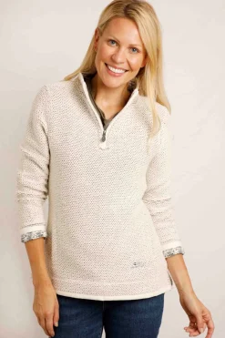 Weird Fish Sweatshirts & Hoodies|Aria 1/4 Zip Eco Macaroni Sweatshirt Ecru