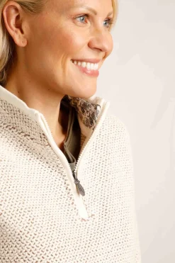 Weird Fish Sweatshirts & Hoodies|Aria 1/4 Zip Eco Macaroni Sweatshirt Ecru