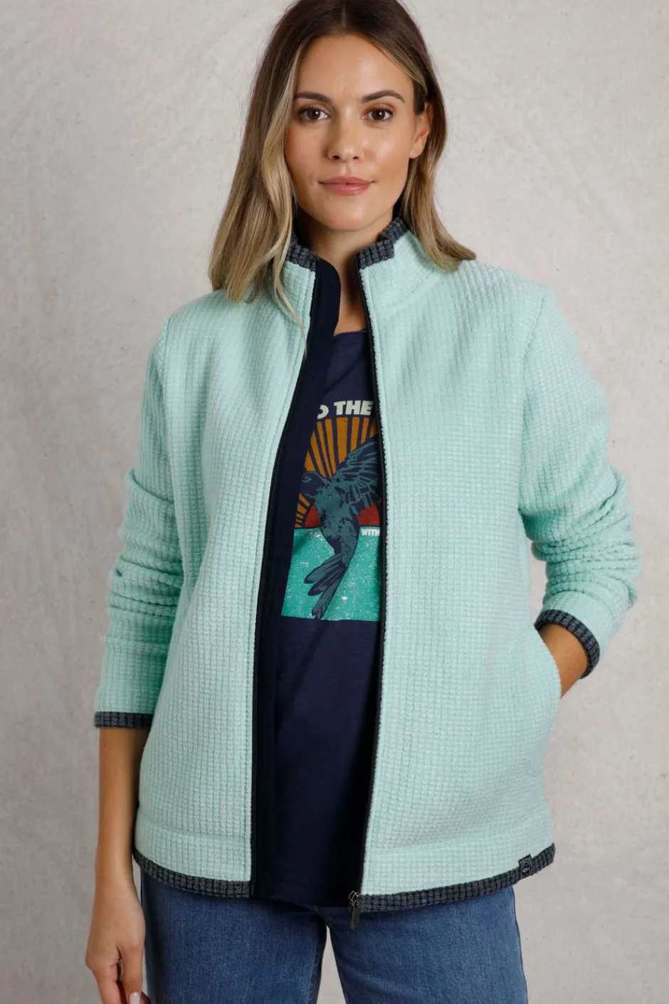 Weird Fish Fleece|Ariana Eco Full Zip Grid Fleece Seaspray