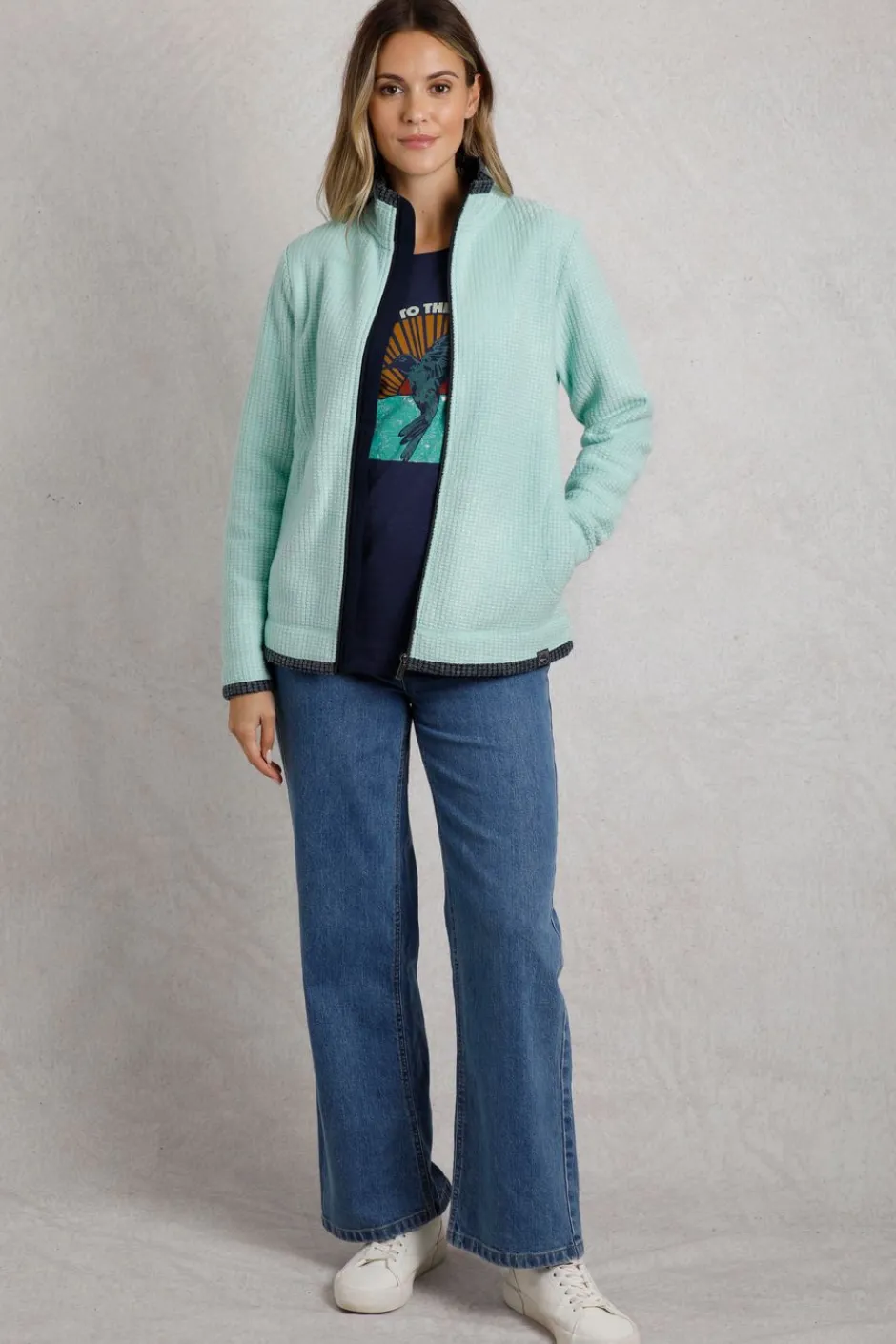 Weird Fish Fleece|Ariana Eco Full Zip Grid Fleece Seaspray